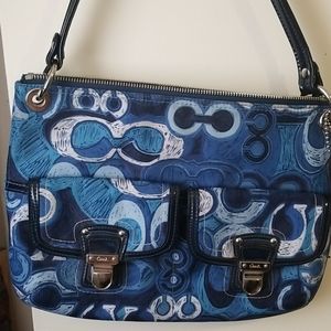 Blue Coach poppy print purse